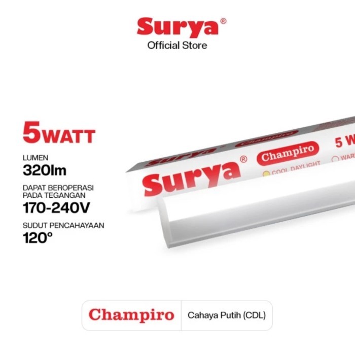 Surya Champiro 5w CW / Lampu TL Led / T5 Led / Lampu Neon Cahaya Putih