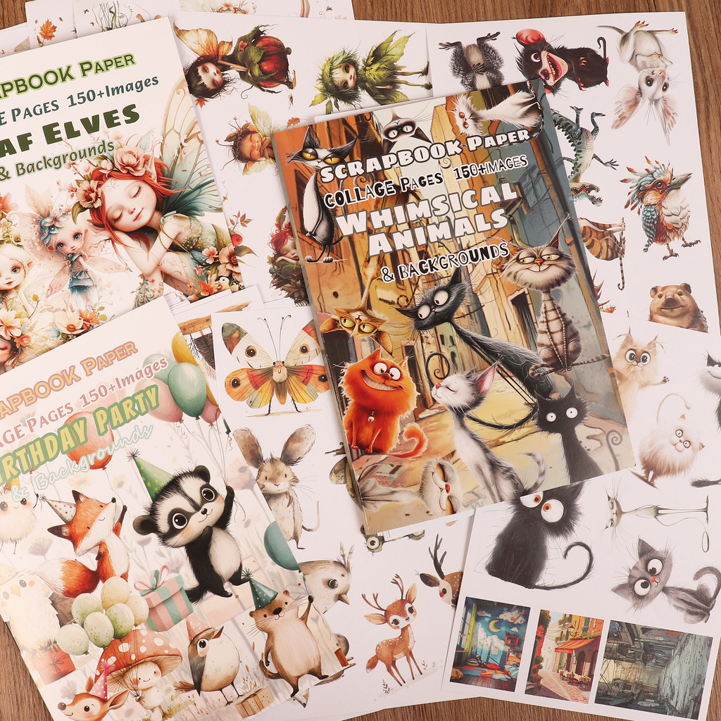 

18sheets(150+images)Non Self-adhesive Ghost World Junk Book With 2 Dot Stickers,for Arts Crafts,Scrapbooking Supplies,Ephemera,