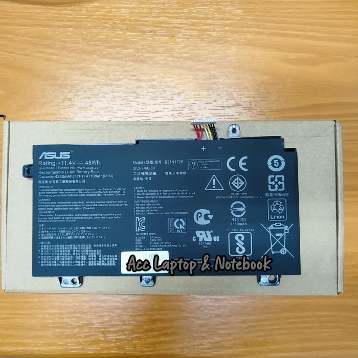 Original Baterai Asus TUF Gaming FX504 FX504GD FX504GE FX504GM B31N1726 Socket Pendek