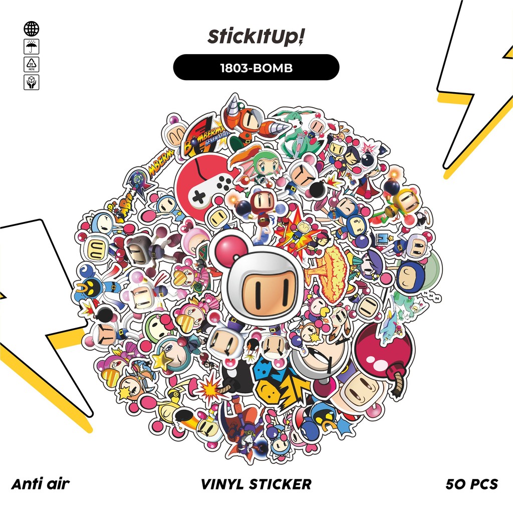 

COD 50 Pcs Stiker GAME SERIES BOMBERMAN MIX 01 Lucu Anti Air Untuk Dekorasi Notebook Sepeda Skateboard Handphone DIY
