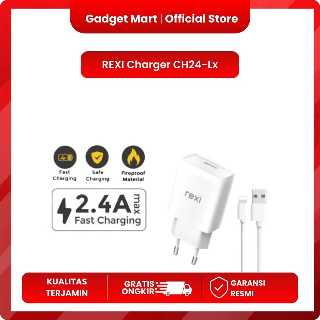 Rexi CH24-LX Travel Charger Lighting 2.4A , Single Usb CH24L WHITE
