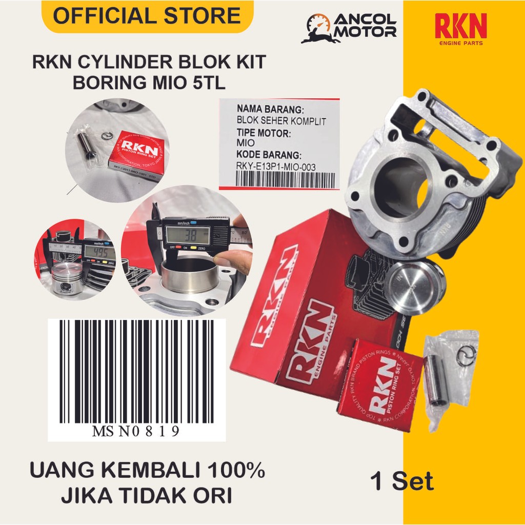 RKN Blok Boring Yamaha Mio Sporty, Smile, Fino Karbu 5TL - Seher Piston Kit Cylinder Assy Motor Mati