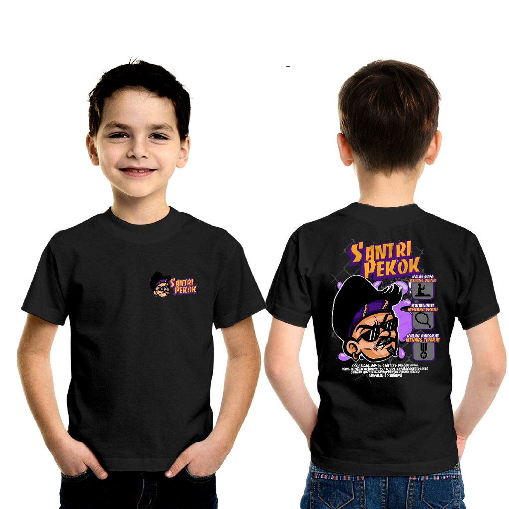 BAJU ANAK // KAOS ANAK DISTRO SANTRI PEKOK COMBED 30S SABLON DTF PREMIUM LAKI LAKI PEREMPUAN BISA CO