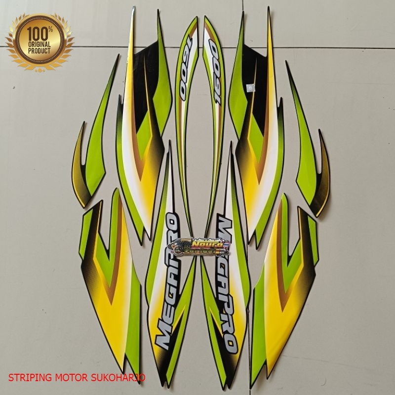 (ORI) striping honda megapro 2004 hitam hijau  kualitas original