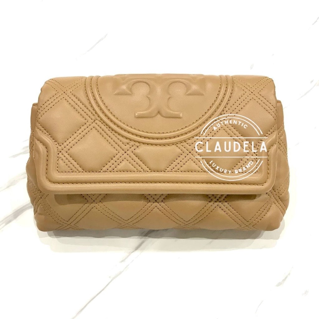 Tory Burch Soft Fleming Clutch in Tiramisu