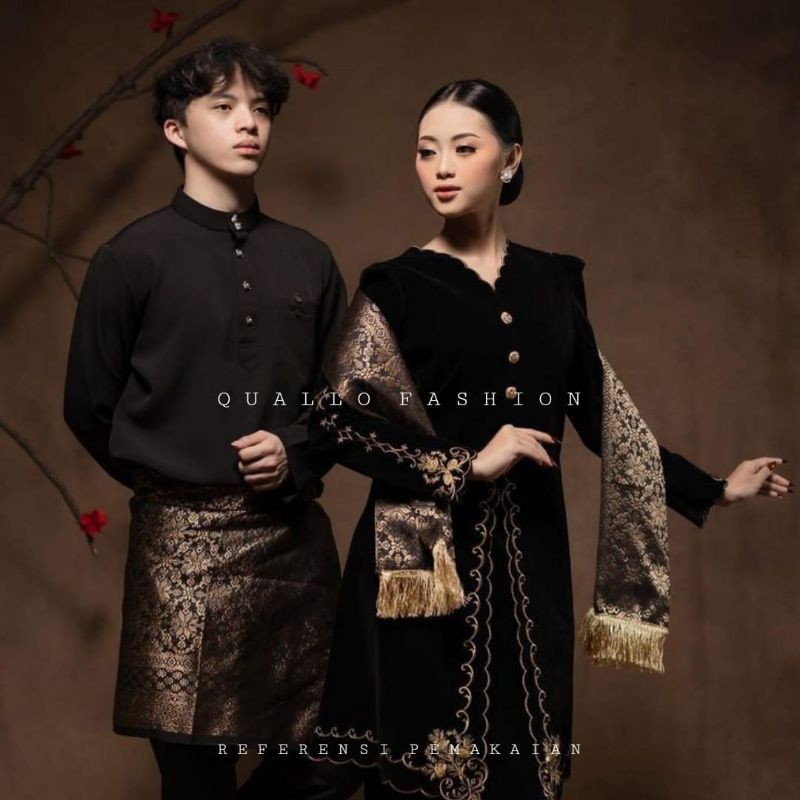 Quallo | Realpict Rok Songket Lilit Selendang Rumpak Cowok Couple | Rok Songket | Songket Palembang 