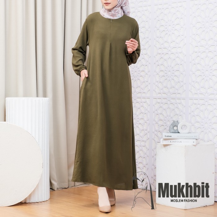 Rahma / Gamis Terbaru Dress Wanita Kekinian Kondangan Hitam Putih Remaja Syari Jumbo Lebaran Polos B