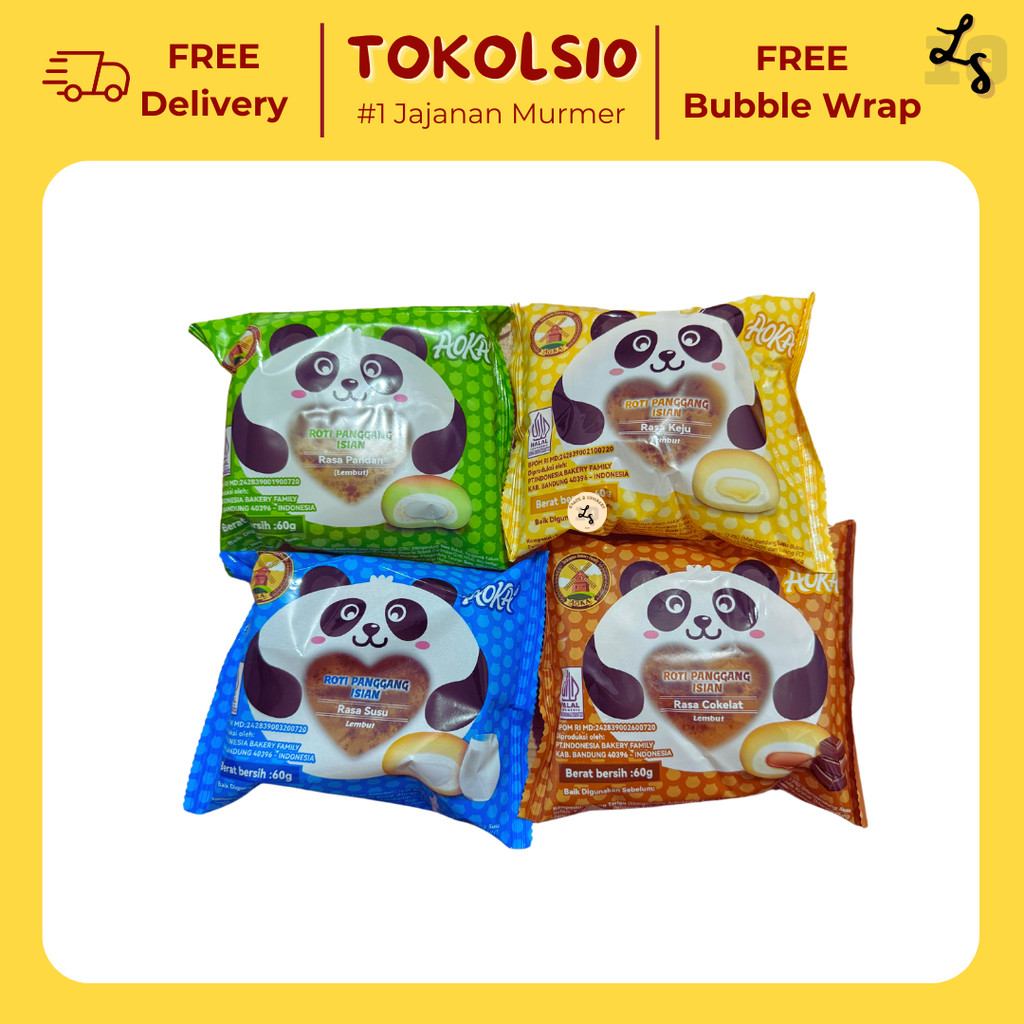 

NEW! Aoka Panda Roti Panggang Rasa Pandan/Cokelat/Keju/Susu 60gr