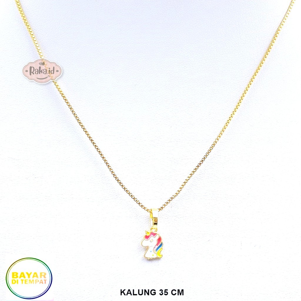 Kalung Anak Perempuan Fashion Xuping Kepala Unicorn Perhiasan Cantik Anak Lapis Emas 18k 623