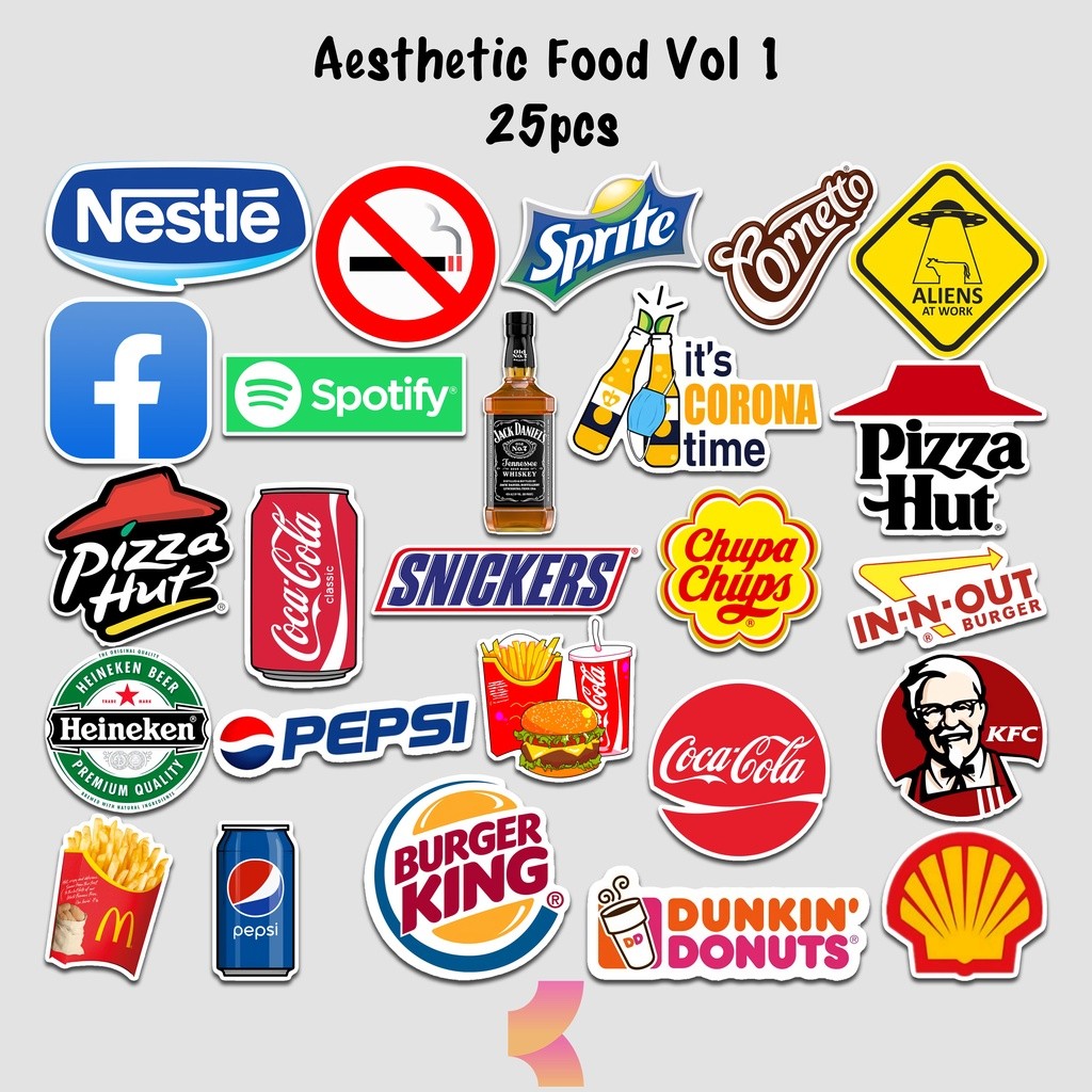 Stiker Logo Brand Aesthetic Anti Air Vinyl Laptop Hp Helm Kulkas Motor Helm Sticker Aesthetic Motif 