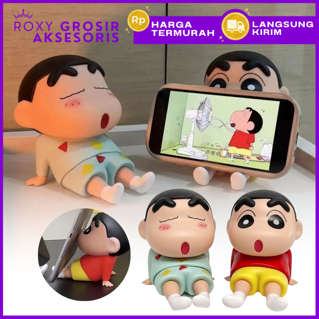 Holder Hp Lazy Sinchan Ornamen Shincan Santai Lucu Dudukan Handphone Motif Karakter Sinchan Crayon
