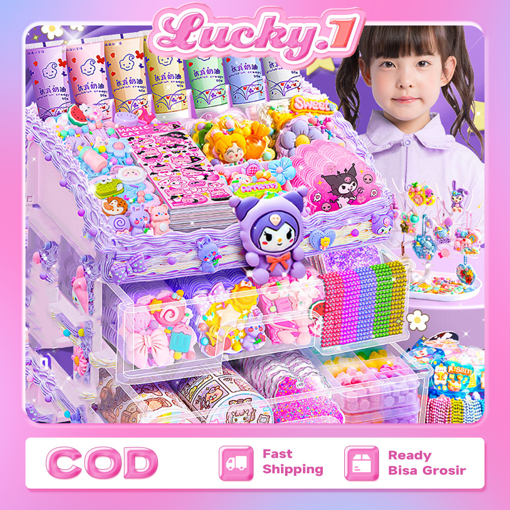 

DIY Deco Cream Keychain Set DIY Set Gantungan Kunci Akrilik Sticker Kartun Anak Kotak Cream Gum Stiker