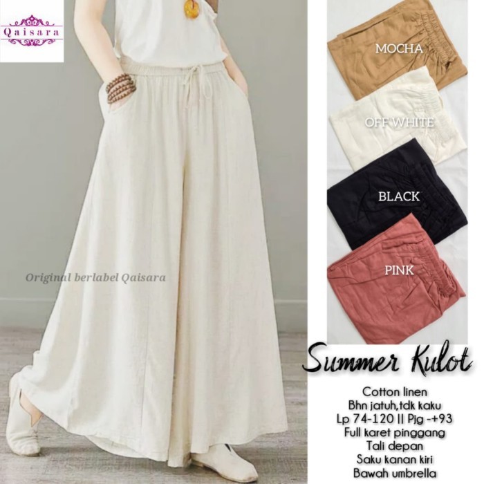 Summer Kulot Celana Kulot Wanita Bahan Katun Twill Premium Import - off white /Kulot New 2025