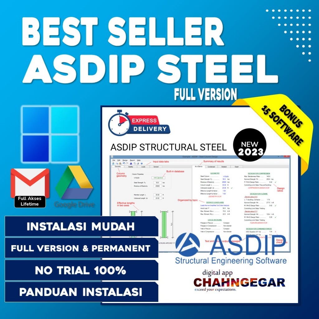 ASDIP Structural Steel 2024 6 Full Version Software Desain Struktur Baja balok komposit
