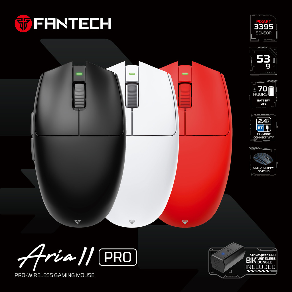 Fantech Aria II Pro XD7V2P Wireless Gaming Mouse 8k Dongle Included Tri Mode Connection Ultra Lightw