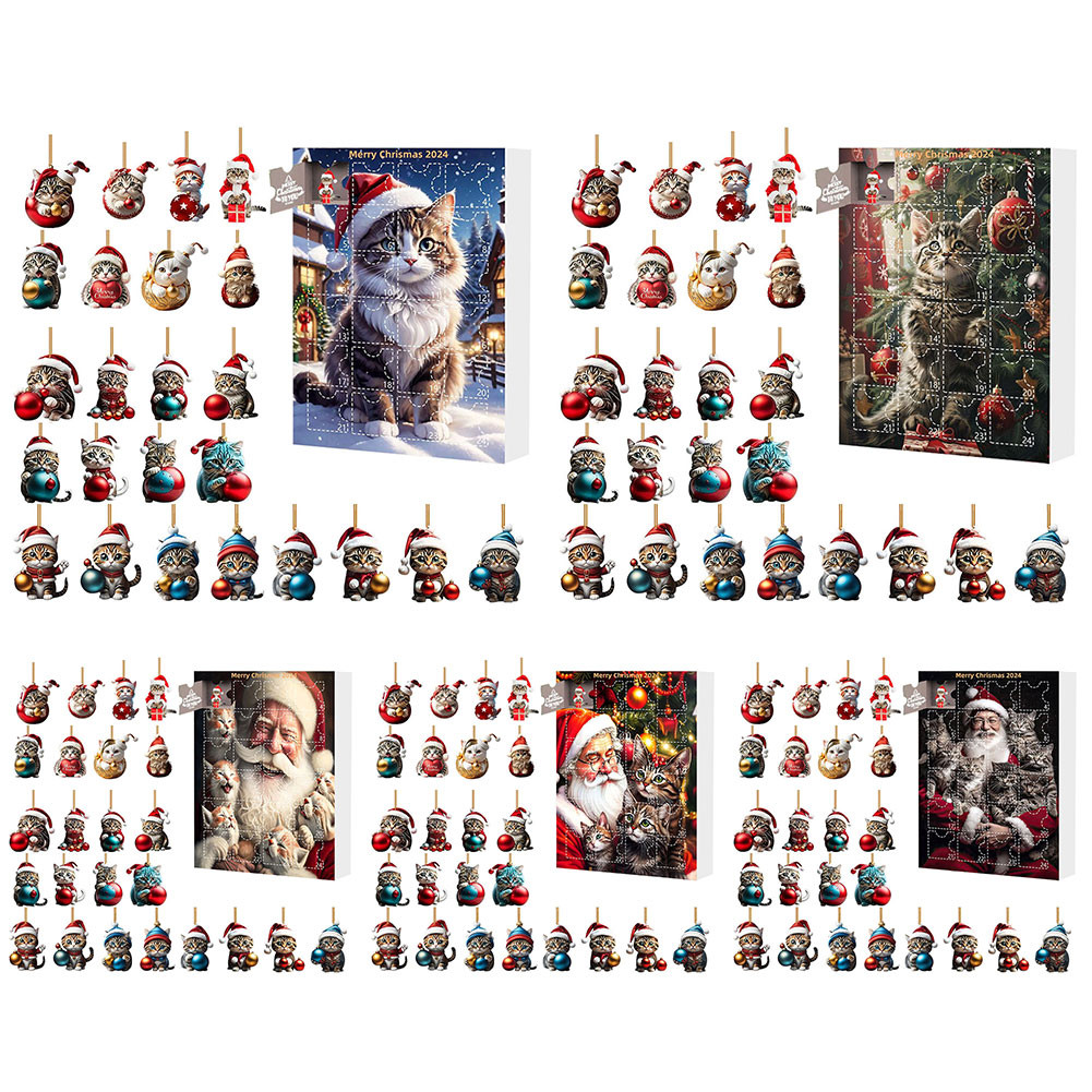 

Advent Calendar 2024 2D Acrylic Cat Hanging Pendant 24 Days Christmas Countdown Calendar Xmas Countdown Calendar for Cat Lovers