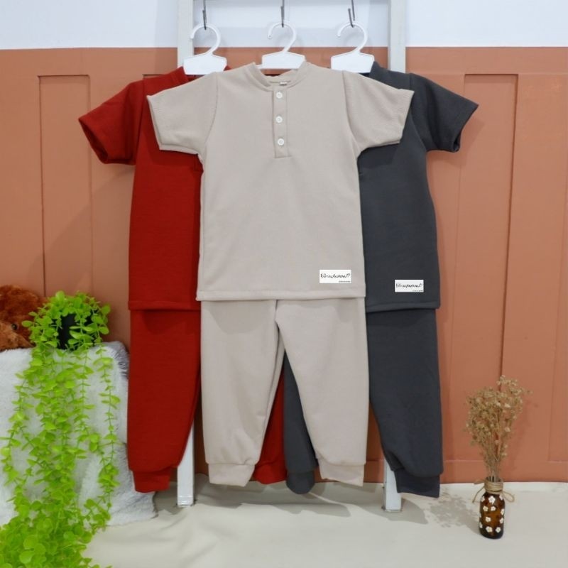Oneset Baju Anak Polos Unisex Celana Jogger Bahan  Setelan Pakaian Harian Anak Jogger CO