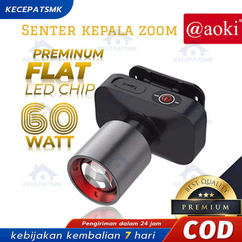 COD AOKI HEAD LAMP ZOOM CAHAYA PUTIH & KUNING/AOKI SENTER KEPALA LED ZOOM AK-3685A & AK-3686K 60W / 