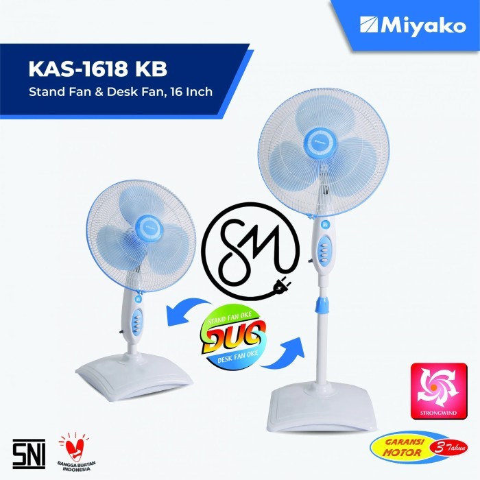 Kipas Angin Miyako KAS-1618KB Duo berdiri 16 inc inch