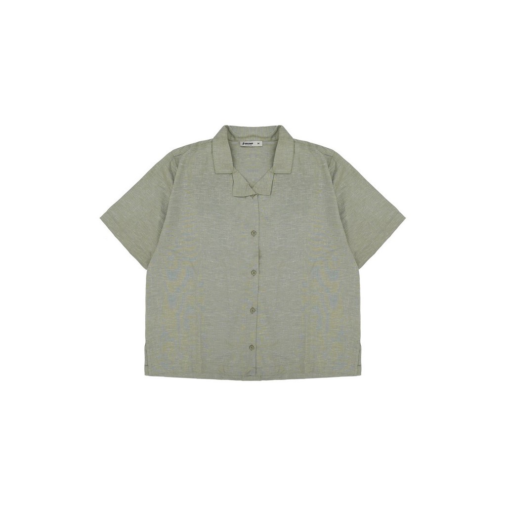 3Second Women's Shirt Short Sleeve Boxy Fit Open Collar Back Ribbon Aubrey HP-010325