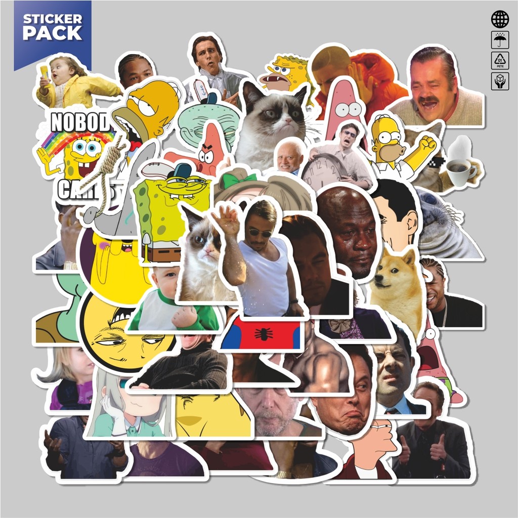 

[100PCS]Stiker Pack Stiker Random Meme Funny Aesthetic Vinyl Anti Air Dekorasi Sticker Laptop Buku Journal Koper Helm Casing HP Gitar Helm Skateboard