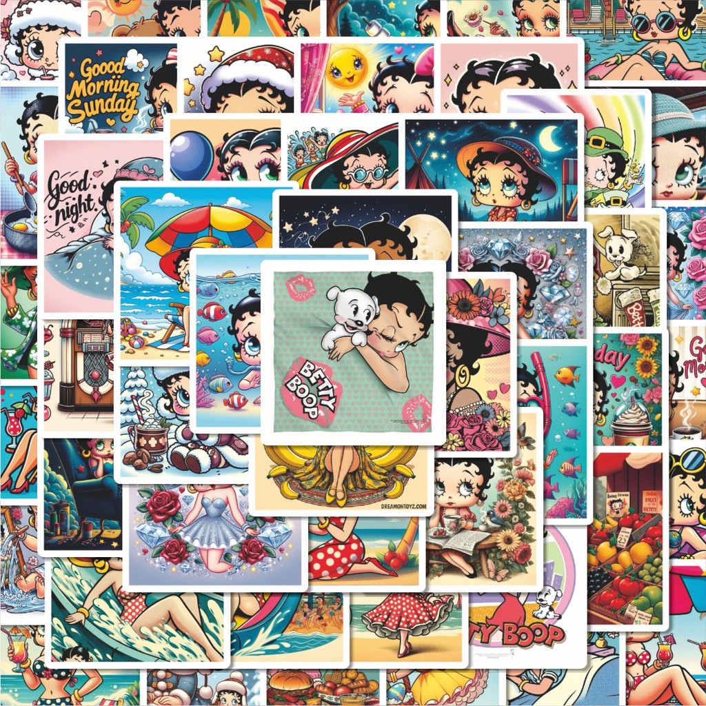 

100PCS Lucu Stiker Kartun Betty Boop Versi 2 Stiker Aesthetic Stiker Anti Air Stikers Berperekat Waterproof sticker decal buat Motor Helm Buku Journal Koper Casing HP Laptop Botol Minum Hadiah anak
