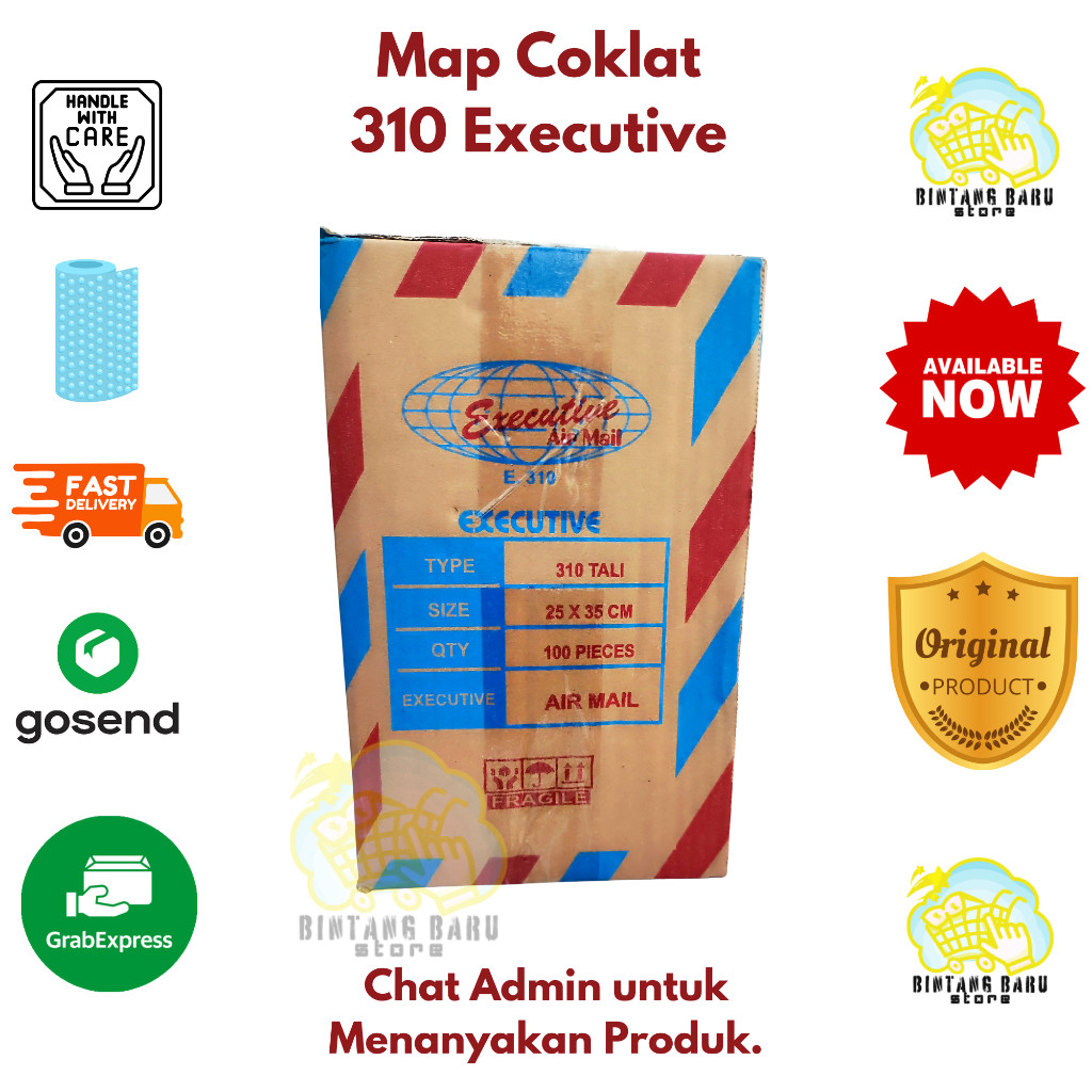 

[HARGA 100 PCS] AMPLOP COKLAT TALI AIR MAIL 310 EXECUTIVE - 100% ORIGINAL