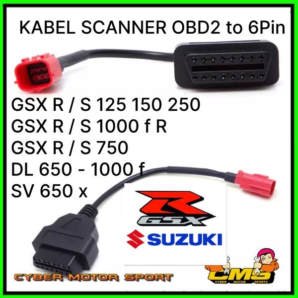 Kabel scanner motor suzuki obd2 ke 6 pin. konektor scanner motor GSX