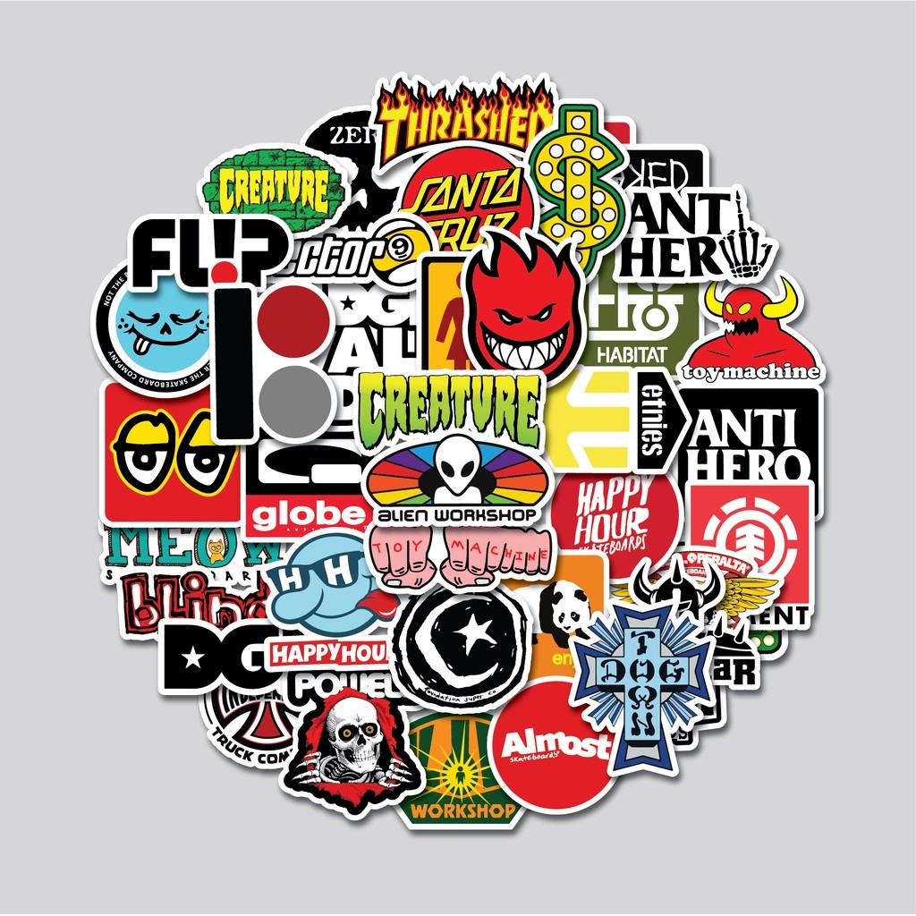

STICKER PACK SKATEBOARD BRAND LOGO | STICKER TUMBLR | STIKER LAPTOP KOPER HELM