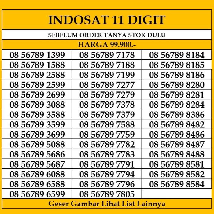 Nomor Cantik Indosat 10 digit Kartu Perdana 4G Ooredoo im3 mentari  PROMO 