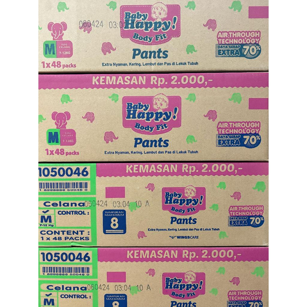 Baby happy Kartonan Kemasan Renceng S 64 /M 56 /L56 popok celana bayi sekali pakai