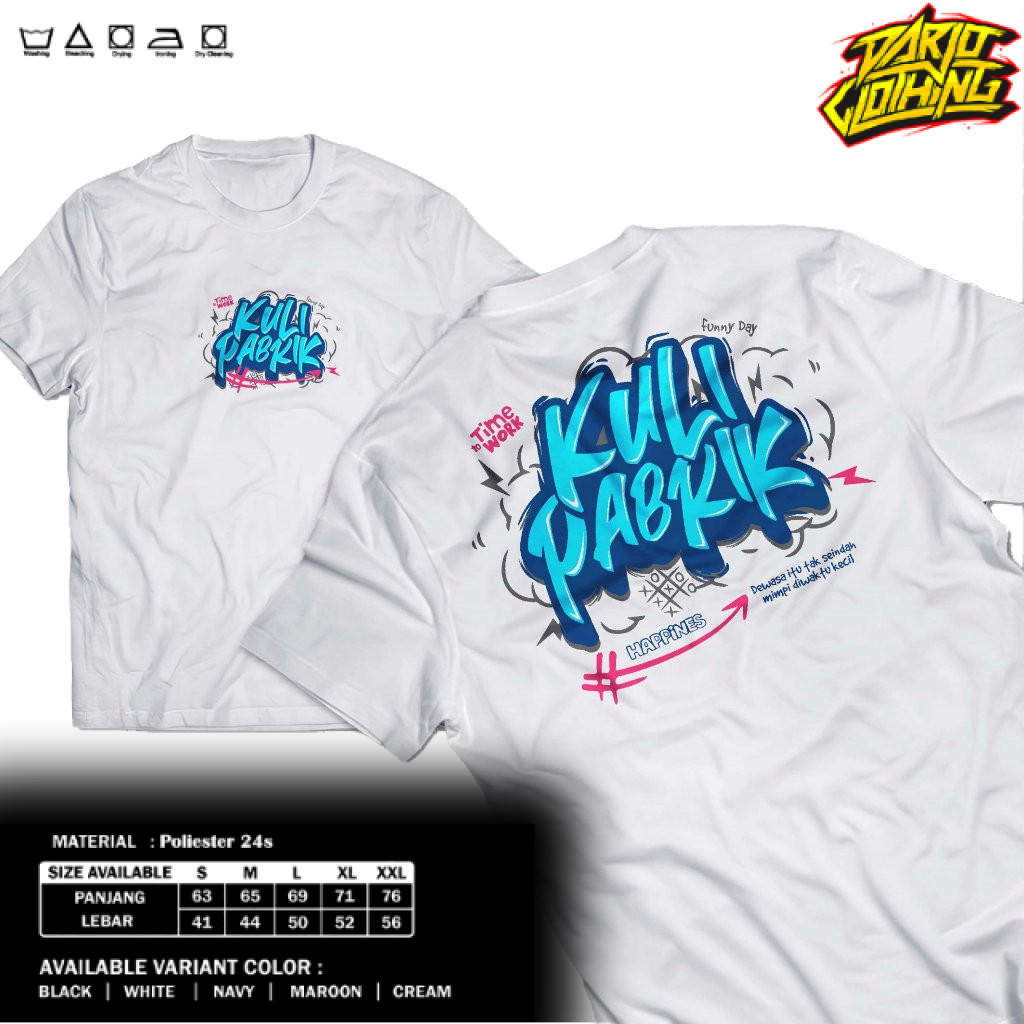 Kaos DarjoClothing - Kaos Kata Kata "Kuli Pabrik" - Baju kaos Kata2 Keren - T-Shirt Kaos Pria Wanita