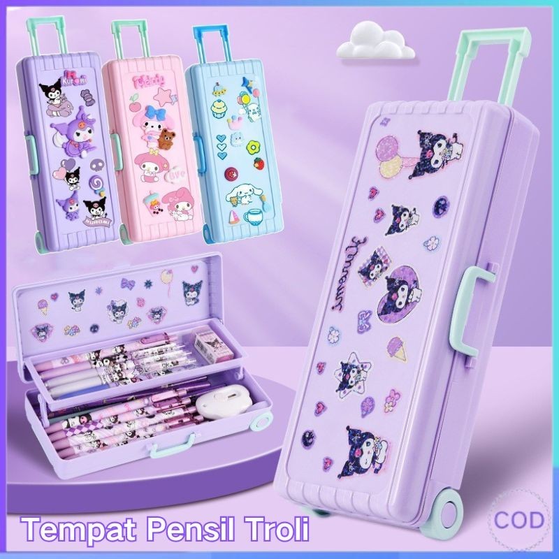 

[3D STIKER] Tempat Pensil Stiker Sanrio Kartun DIY Kotak Alat Tulis Large Capacity Kasus Troli Kotak Alat Tulis Lucu stiker Pensil Kotak