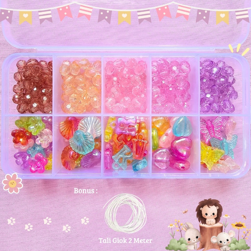 Paket DIY Manik Manik Set Aesthetic - 1 Set DIY Manik Manik - Manik Manik 1 Set Kotak Lengkap (BONUS