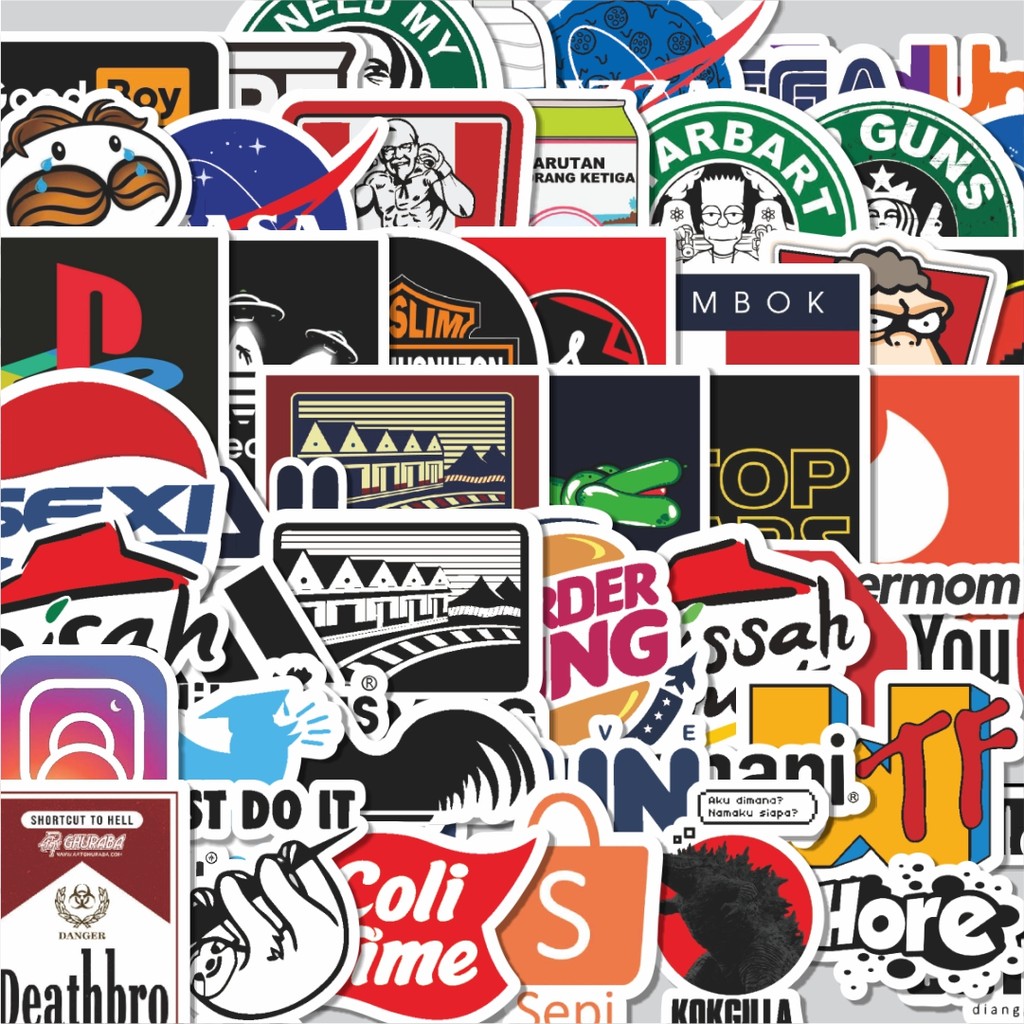 

Stiker Cutting Pack Stiker Random Logo Parodi Versi 3 Isi 100Pcs Series Aesthetic Lucu Keren Untuk Koper Bahan Vynil