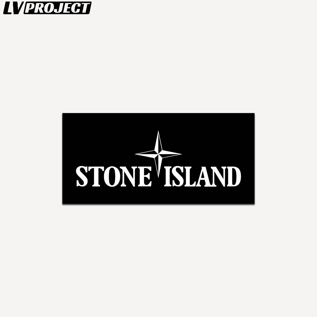 

Stiker Hitam Putih Glossy Casual Sticker Logo Brand Stone Island Panjang 10cm Hp Laptop Helm