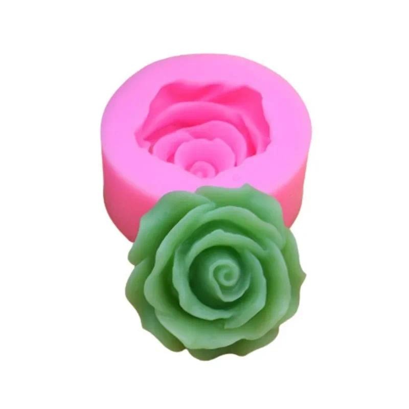 

3D Rose Silicone Candle Mold DIY Gypsum Epoxy Resin Handmade Soap Mold Flower Turned Sugar Cake Baking Making Tool Pendant