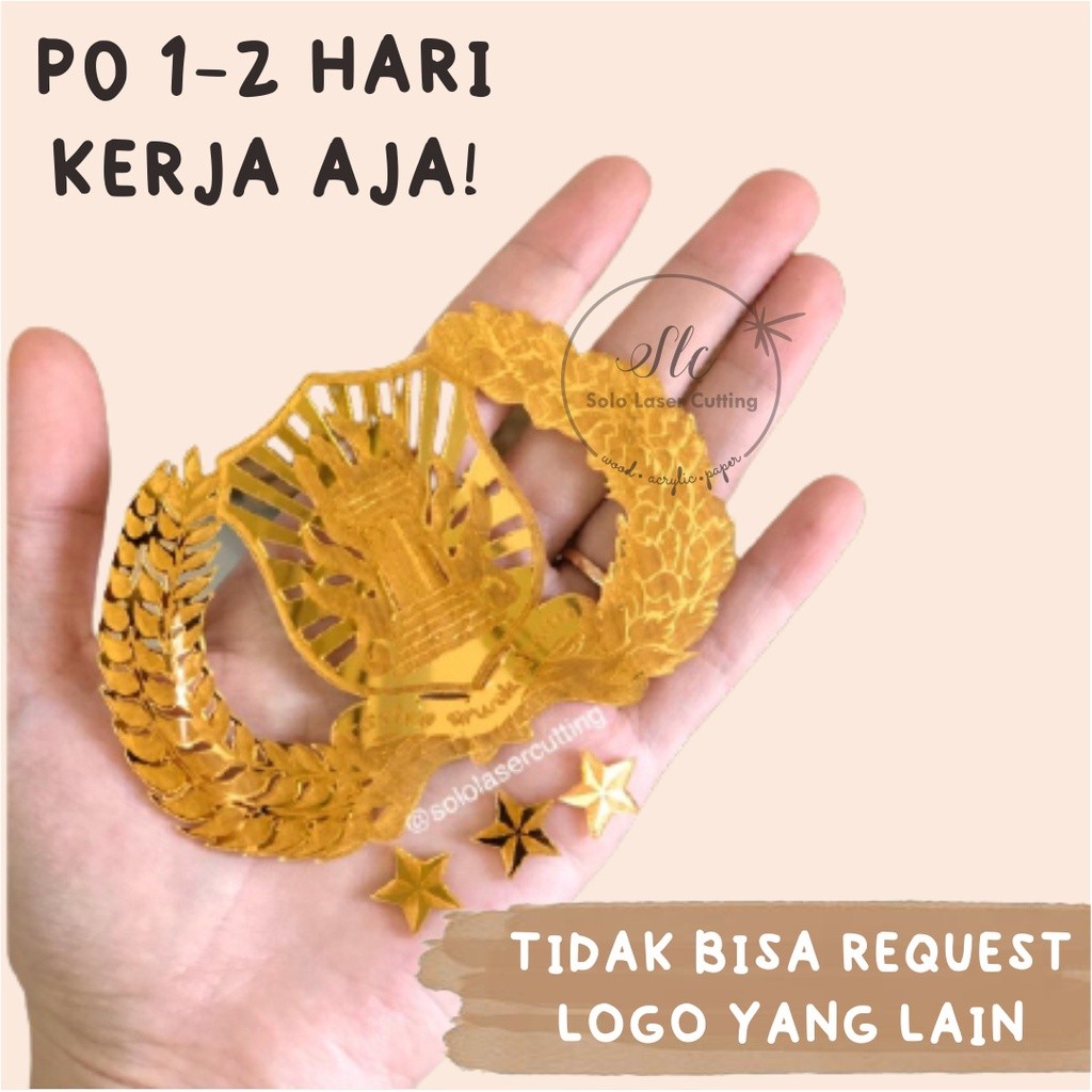 AKRILIK MIRROR EMBLEM LOGO PROFESI LOGO KEPOLISIAN TNI AD LAMBAK PGRI MILITER LAMBANG KEPROFESIAN TN