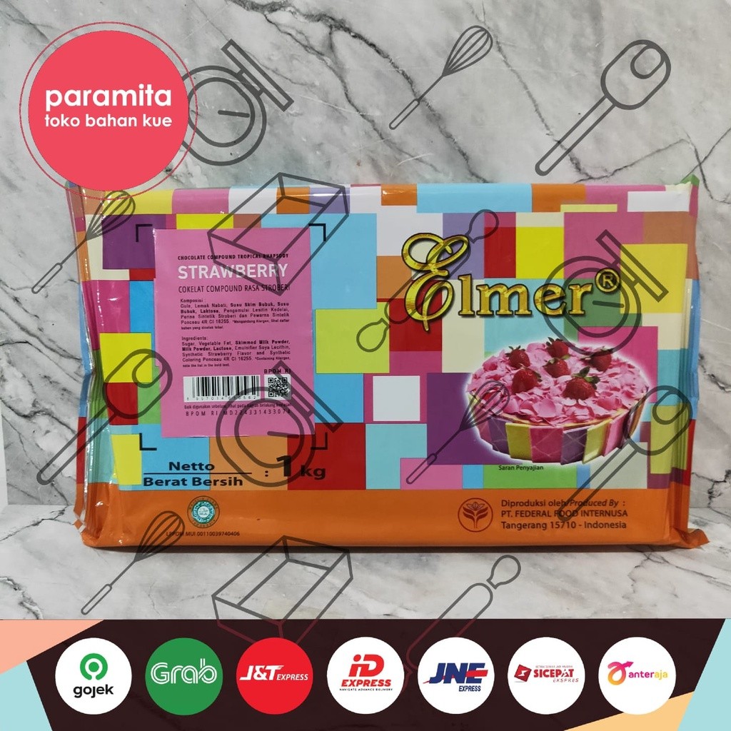 

Elmer Coklat Batangan Rasa Banana / Strawberry / Blueberry / Greentea / Dark Coklat / Tiramisu 1kg