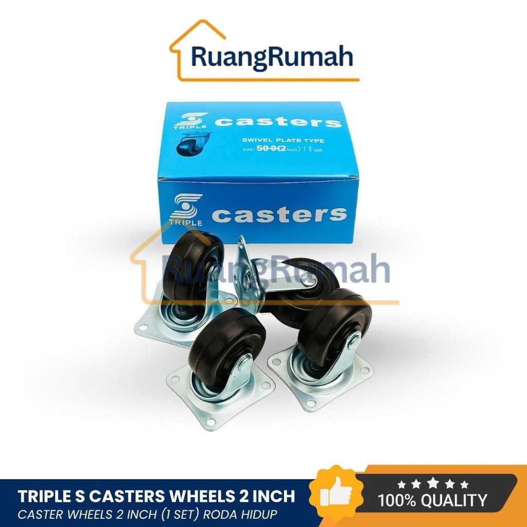 (Grosir)  Roda Troli Etalase Gerobak Kulkas Mesin Cuci Lemari Meja Caster Kecil Karet Nylon 2Inch Hi