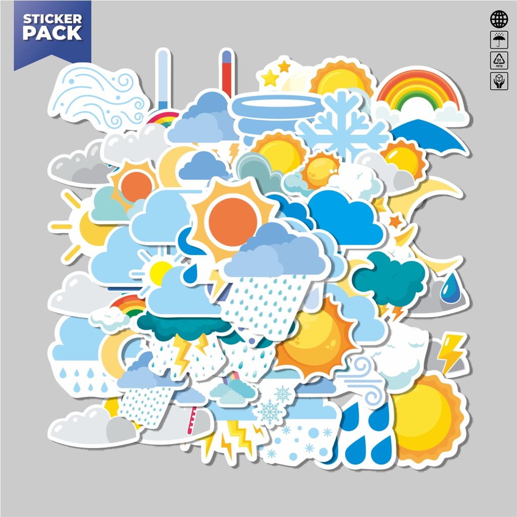 

[100PCS]Stiker Pack Stiker Weather [Cuaca] Aesthetic Vinyl Anti Air Dekorasi Sticker Laptop Buku Journal Koper Helm Casing HP Gitar Helm Skateboard