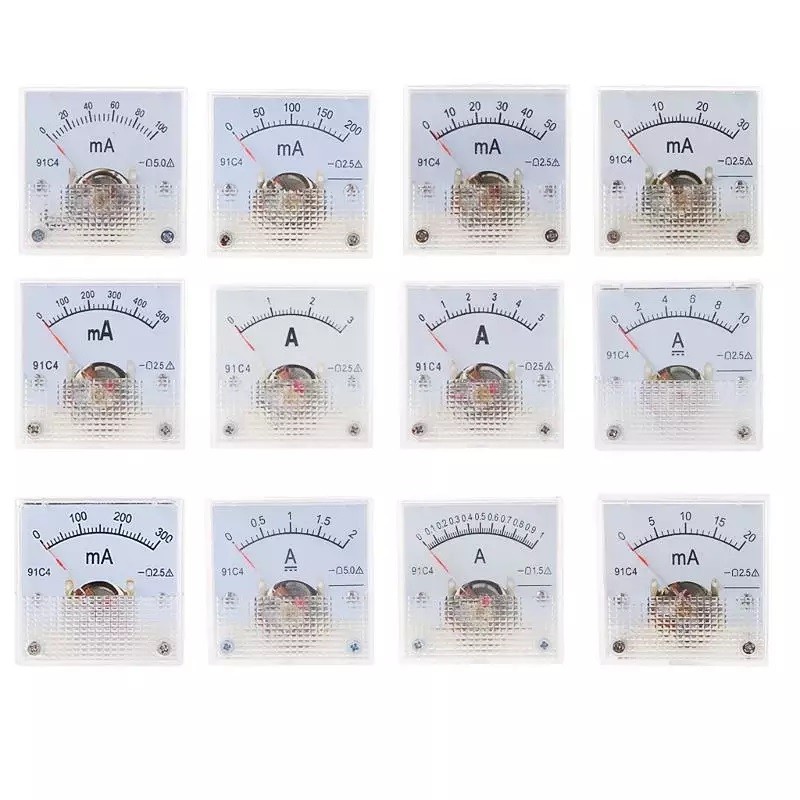 91C4 Ammeter DC Analog 1A 2A 3A 5A 10A 20A 30A 50A 100A 200A 300A 500A Panel Mechanical Pointer Type