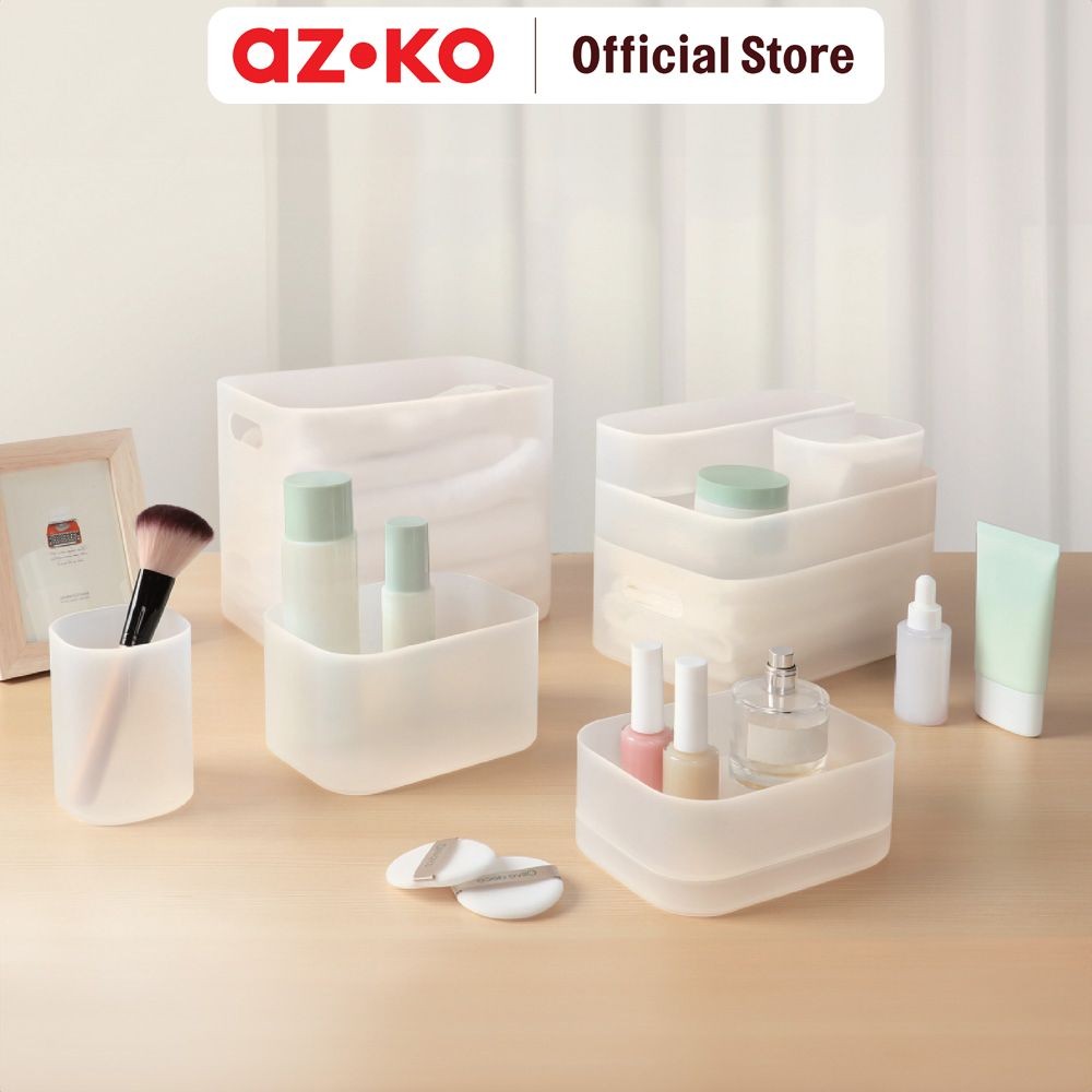 AZKO Stora 10.7X7X7.5 cm Kotak Penyimpanan Frosted Mini Storage Box Tempat Alat Tulis Makeup Aksesor