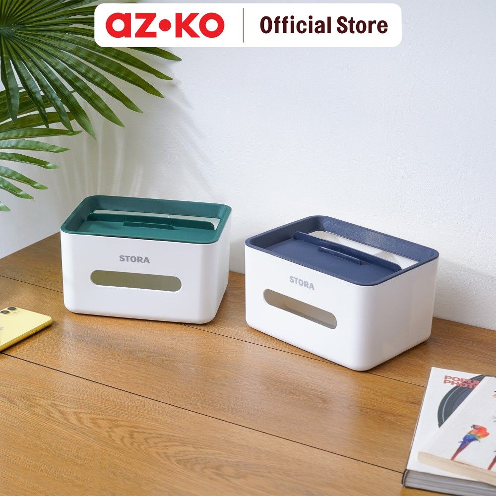 AZKO Stora Kotak Tisu Dengan Kompartemen Tissue Box Holder Tempat Tisu Aesthetic Wadah Penyimpanan T