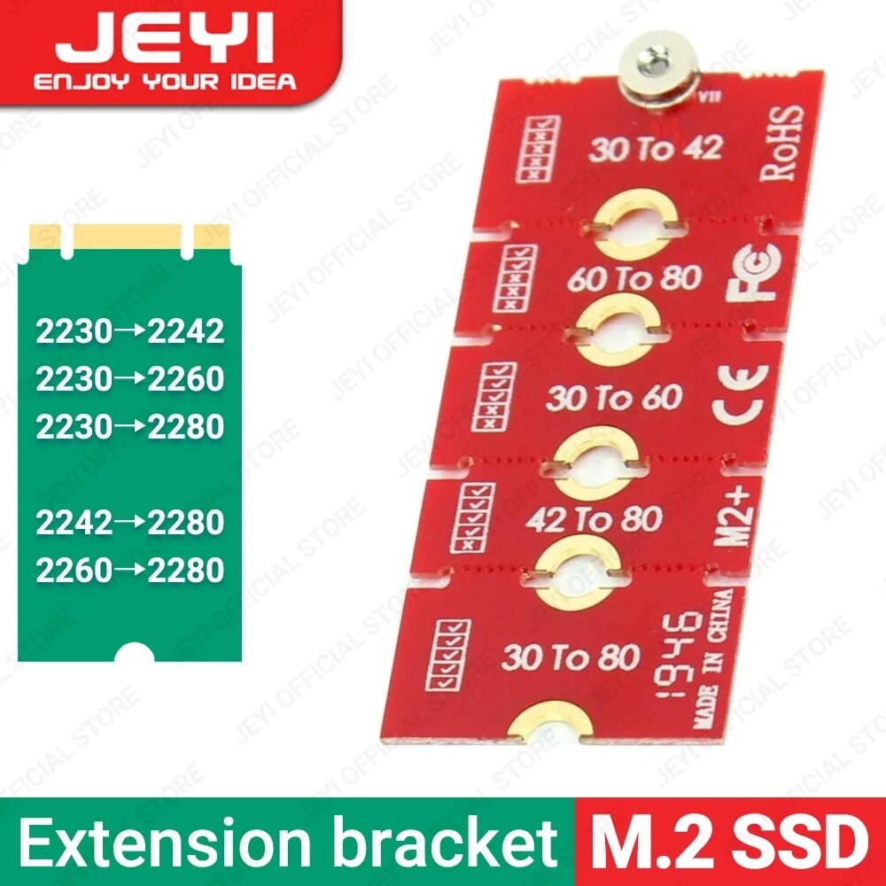 JEYI M.2 NGFF NVME SSD Extension Bracket Transfer 2230 2242 2260 2280 Length Extend Adapter Bracket 