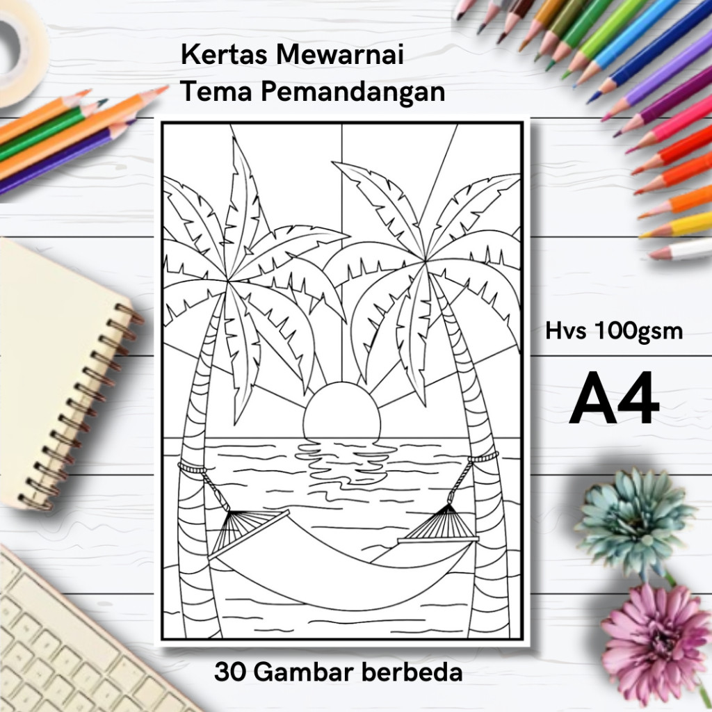 

30 Gambar Kertas mewarnai anak / Coloring / Sketa Tema Pemandanganclaraa aurel