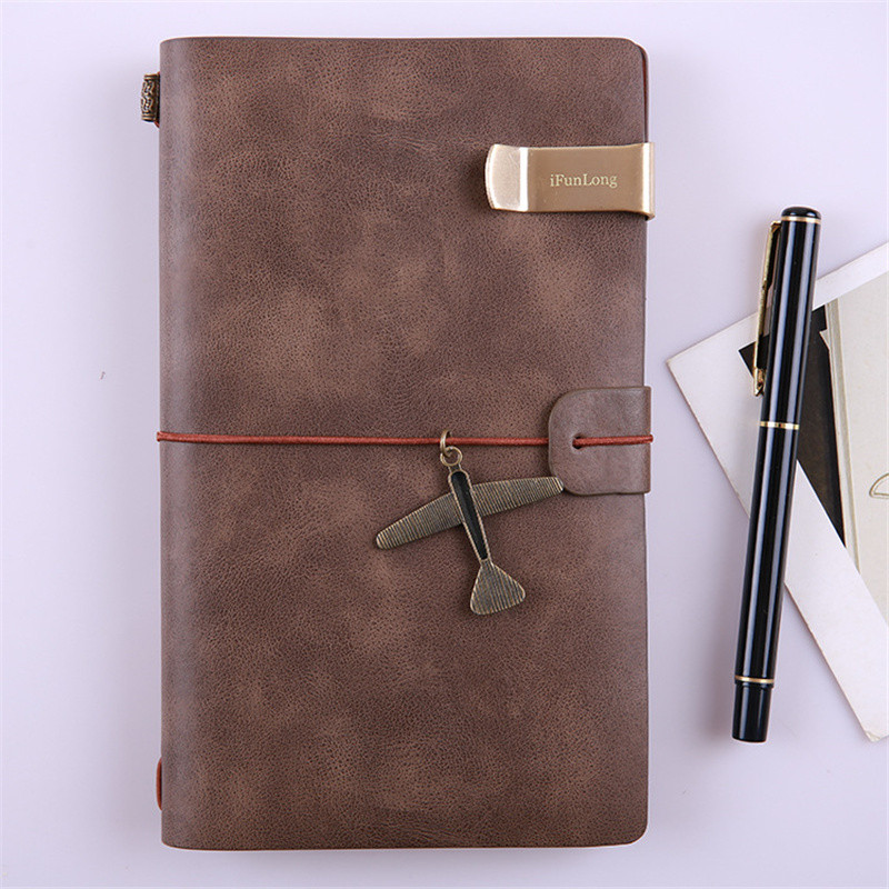 

A6 Leather Notebook Handmade Vintage Cowhide Diary Journal Sketchbook Planner Airplane Travel Notebook Cover