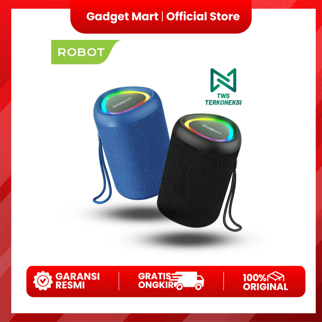 ROBOT Speaker Bluetooth Waterproof Mini Portable BT 5.3 Super Bass RGB