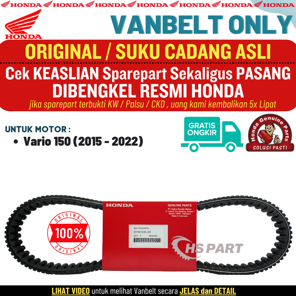 Vanbelt V belt Vario 150 New Led Original Honda Asli AHM