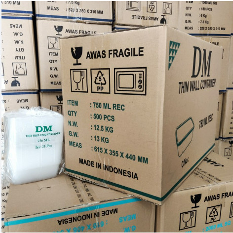 THINWALL DM 750 ML Rec(25 pcs) - 750ML Persegi Panjang ISI 25 Set - DM 750 rectangle